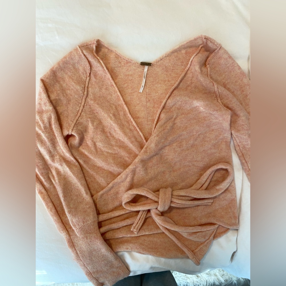 Free People Ballerina Pink Wrap Sweater